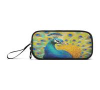 Waassud Estuche para lápices con diseño de pavo real de gran capacidad, estuche para lápices, estuche estético con cremallera para organizador de oficina, Multicolor, Estuche para lápices