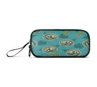 Waassud Estuche para lápices de dinosaurio verde rugido, gran capacidad, con 3 compartimentos, bolsa de nailon con cremallera para artistas de oficina