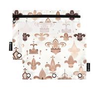 Waassud Estuche transparente para lápices de 3 anillas, con cremallera suave, coronas de mano y estuche de flores, paquete de 2, multicolor, one sizex2