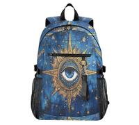 Waassud Evil Eye Sun Mochila para laptop para mujeres y hombres, mochila de viaje casual de 20 L con compartimento para laptop de 14 pulgadas, mochila ligera para el trabajo universitario, negocios al