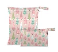 Waassud Fancy Christmas Trees - Bolsa húmeda y seca reutilizable, organizador de pañales con 2 bolsillos con cremallera para traje de baño, ropa de gimnasio