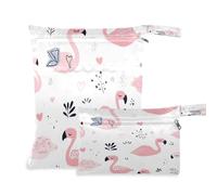 Waassud Flamingo - Bolsa de secado húmedo reutilizable para organizar pañales con 2 bolsillos con cremallera para traje de baño, ropa de gimnasio