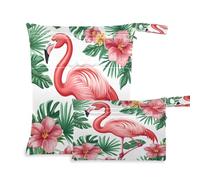 Waassud Flamingo - Bolsa de secado húmedo reutilizable para organizar pañales con 2 bolsillos con cremallera para traje de baño, ropa de gimnasio, multicolor, Talla única, moderno