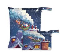 Waassud Flying Santa Claus - Bolsa reutilizable para guardar pañales, organizador de pañales con 2 bolsillos con cremallera para traje de baño, ropa de gimnasio, multicolor, Talla única, moderno