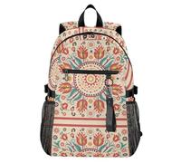 Waassud Folk?art - Mochila para laptop con patrón de mandala para mujeres y hombres, mochila de viaje casual de 20 L con compartimento para cuaderno de 14 pulgadas, mochila ligera para el trabajo