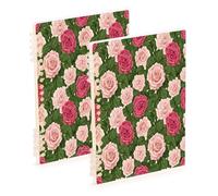 Waassud Full Bloom Roses - Cuadernos con espiral, recargables, tamaño A5, 2 unidades