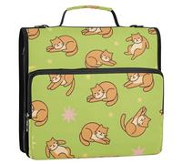 Waassud Ginger Star - Carpeta con cremallera de 3 anillos con correa para el hombro y asa, anillo en D de 1.5 pulgadas, 500 hojas, organizador de carpetas expansibles