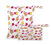 Waassud Gingerbread Man and Stars - Bolsa húmeda reutilizable para organizar pañales con 2 bolsillos con cremallera para traje de baño, ropa de gimnasio