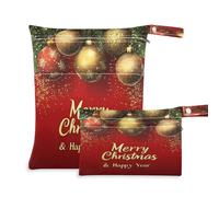 Waassud Golden Christmas Ornaments - Bolsa húmeda y seca reutilizable con 2 bolsillos con cremallera para traje de baño, ropa de gimnasio, multicolor, Talla única, moderno