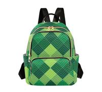 Waassud Green Diamond - Mochila a cuadros para mujer, ligera, casual, acolchada, a la moda, mochila de viaje para el trabajo, el gimnasio, la universidad, talla S, multicolor, S, moderno