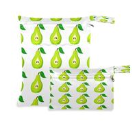 Waassud Green Pears - Bolsa húmeda y seca reutilizable, organizador de pañales con 2 bolsillos con cremallera para traje de baño, ropa de gimnasio
