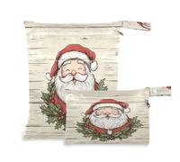 Waassud Happy Christmas - Bolsa reutilizable para guardar pañales, con 2 bolsillos con cremallera para traje de baño, ropa de gimnasio, multicolor, Talla única, moderno