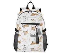 Waassud Happy Dogs Doodles - Mochila para laptop para mujeres y hombres, mochila de viaje casual de 20 L con compartimento para laptop de 14 pulgadas, mochila ligera para el trabajo universitario