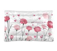 Waassud Happy Mother's Day Claveles y corazón grueso cama para perro, antideslizante, resistente a masticaciones, cama para mascotas, para perros, gatos, suave, lavable, almohadilla para jaula de