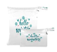 Waassud Hello Winter - Bolsa reutilizable con diseño de invierno, organizador de pañales con 2 bolsillos con cremallera para traje de baño, ropa de gimnasio