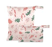 Waassud Holly Leaves - Bolsa húmeda y seca reutilizable, organizador de pañales con 2 bolsillos con cremallera para traje de baño, ropa de gimnasio, multicolor, Talla única, moderno