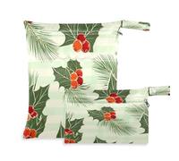 Waassud Holly Leaves - Bolsa para guardar pañales y secar con 2 bolsillos con cremallera para trajes de baño, ropa de gimnasio