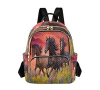 Waassud Horse Riders in The Sunset Mochila para mujer, ligera, casual, acolchada, mochila de viaje para el trabajo, gimnasio, universidad, talla S, multicolor, M, moderno