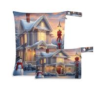 Waassud House in Snow - Bolsa húmeda y seca reutilizable para organizar pañales con 2 bolsillos con cremallera para traje de baño, ropa de gimnasio