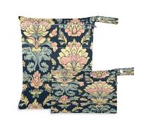 Waassud Intricate - Bolsa organizadora de pañales reutilizable con diseño floral y 2 bolsillos con cremallera para traje de baño, ropa de gimnasio
