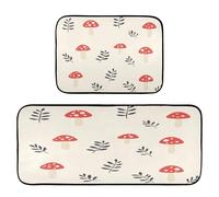 Waassud Juego de 2 tapetes de cocina con patrón de hongos ultrasuaves y absorbentes para encimera de lavabo de baño