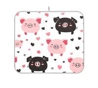 Waassud Kawaii - Tapete de secado de platos absorbente y antideslizante para encimera de cocina, tapete de secado de platos, artículos esenciales de cocina, 45,7 x 40,6 cm