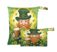 Waassud Leprechaun - Bolsa húmeda y seca reutilizable con 2 bolsillos con cremallera para traje de baño, ropa de gimnasio, multicolor, Talla única, moderno