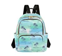 Waassud Line-art - Mochila con diseño de palmeras y aves marinas para mujer, ligera, casual, acolchada, mochila de viaje para el trabajo, gimnasio, universidad, talla S, multicolor, S, moderno