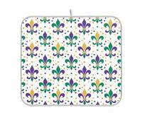 Waassud Mardi Gras Fleur-de-lis Dots - Tapete de secado de platos absorbente, escurridor de platos, antideslizante, tapete de secado de platos para encimera de cocina, artículos esenciales de cocina