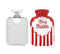 Waassud Merry Christmas - Botella de agua caliente con cubierta suave, bolsa de agua caliente para aliviar el dolor, almohadilla térmica de agua de 2 L, para cuello y hombro, tamaño mediano