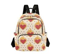 Waassud Mochila de moda con corazones de llamas para mujer, ligera, casual, acolchada, mochila de viaje para el trabajo, gimnasio, universidad, talla S, multicolor, M, moderno