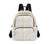 Waassud Mochila de moda con líneas onduladas coloridas para mujer, ligera, casual, acolchada, mochila de viaje para el trabajo, gimnasio, universidad, talla S, multicolor, M, moderno