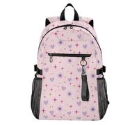 Waassud Mochila de viaje informal con corazones y estrellas brillantes para mujeres y hombres, mochila de viaje informal de 20 L con compartimento para laptop de 14 pulgadas, mochila ligera para el
