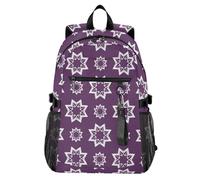 Waassud Mochila de viaje informal con diseño de rosetas de estrellas de ocho puntas para mujeres y hombres, mochila de viaje informal de 20 L con compartimento para laptop de 14 pulgadas, mochila