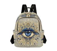 Waassud Mochila dorada contra el mal de ojo para mujer, ligera, casual, acolchada, a la moda, mochila de viaje para el trabajo, gimnasio, universidad, talla S, multicolor, S, moderno