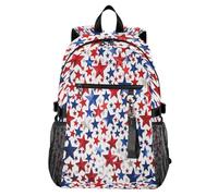 Waassud Mochila para laptop con estrellas rojas y azules para mujeres y hombres, mochila de viaje casual de 20 L con compartimento para laptop de 14 pulgadas, mochila ligera para el trabajo