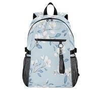 Waassud Mochila para laptop de 20 litros con diseño de flores azul cielo claro para mujeres y hombres, mochila de viaje casual con compartimento para laptop de 14 pulgadas, mochila ligera para el