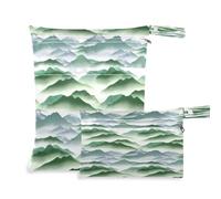 Waassud Mountain Landscape - Bolsa húmeda y seca reutilizable para organizar pañales con 2 bolsillos con cremallera para traje de baño, ropa de gimnasio