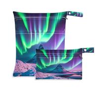 Waassud Northern Lights - Bolsa organizadora reutilizable para pañales con 2 bolsillos con cremallera para traje de baño, ropa de gimnasio