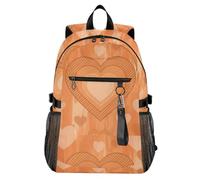 Waassud Orange Hearts - Mochila para laptop para mujeres y hombres, mochila de viaje casual de 20 litros con compartimento para laptop de 14 pulgadas, mochila ligera para el trabajo universitario