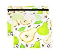 Waassud Pears - Estuche para lápices de 3 anillas, paquete de 2 estuches con cremallera suave, suministros escolares transparentes