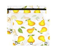 Waassud Pears - Estuche para lápices de 3 anillas, paquete de 2 estuches transparentes con agujeros reforzados, cremallera suave, impermeable, organizador de suministros escolares y de oficina