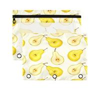 Waassud Pears - Estuche para lápices de 3 anillas, paquete de 2 estuches transparentes con agujeros reforzados, cremallera suave, impermeable, organizador de suministros escolares y de oficina