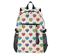 Waassud Pixel-art Hearts - Mochila para laptop para mujeres y hombres, mochila de viaje casual de 20 L con compartimento para laptop de 14 pulgadas, mochila ligera para el trabajo universitario