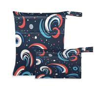 Waassud Playful Swirl - Bolsa reutilizable para organizar pañales con 2 bolsillos con cremallera para traje de baño, ropa de gimnasio, multicolor, Talla única, moderno