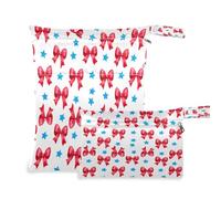 Waassud Red Bows and Stars - Bolsa reutilizable para guardar pañales, organizador de pañales con 2 bolsillos con cremallera para traje de baño, ropa de gimnasio