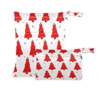 Waassud Red Christmas Trees - Bolsa húmeda y seca reutilizable, organizador de pañales con 2 bolsillos con cremallera para traje de baño, ropa de gimnasio