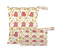 Waassud Red Spot Mushrooms - Bolsa húmeda y seca reutilizable, organizador de pañales con 2 bolsillos con cremallera para traje de baño, ropa de gimnasio