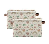 Waassud Retro-kawaii Rainbows Clover - Contenedores de almacenamiento plegables de lona impermeables con asas, organizadores grandes para armario y hogar, para estantes, oficina, lavandería, paquete