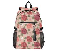 Waassud Roses Hearts - Mochila para laptop para mujeres y hombres, mochila de viaje casual de 20 L con compartimento para laptop de 14 pulgadas, mochila ligera para el trabajo universitario, negocios